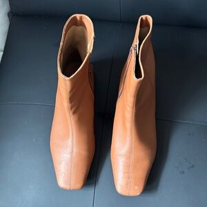 Paolo Tan Leather Square-Toe Ankle Boots